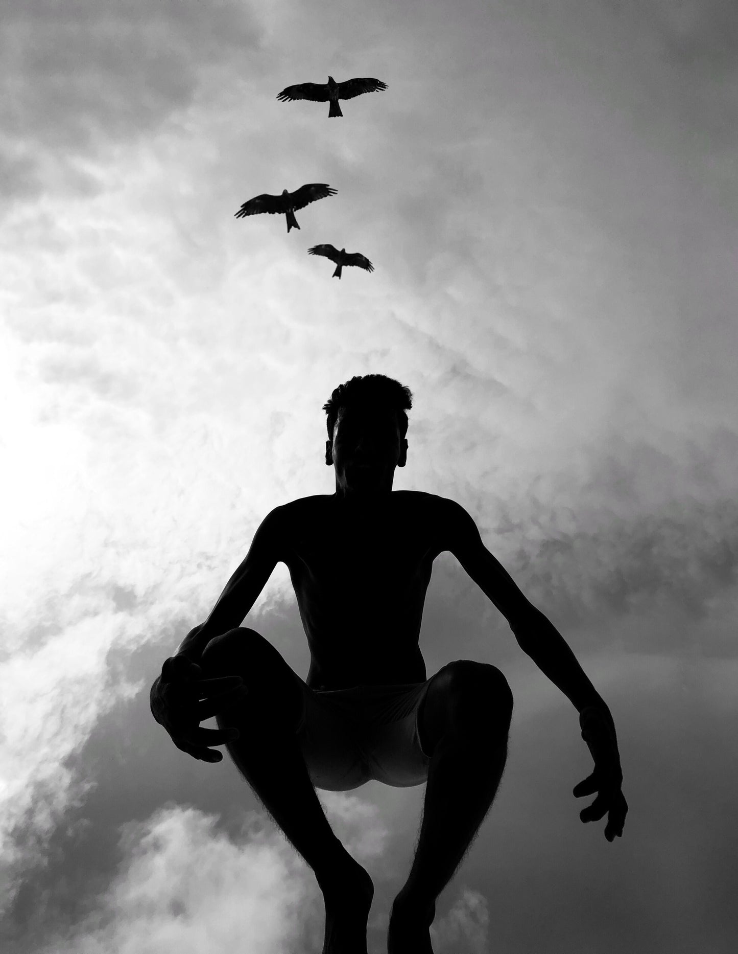 Boy Taking Off With The Birds